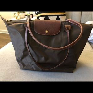 Longchamp Le Pilage Large Khaki Nylon Tote